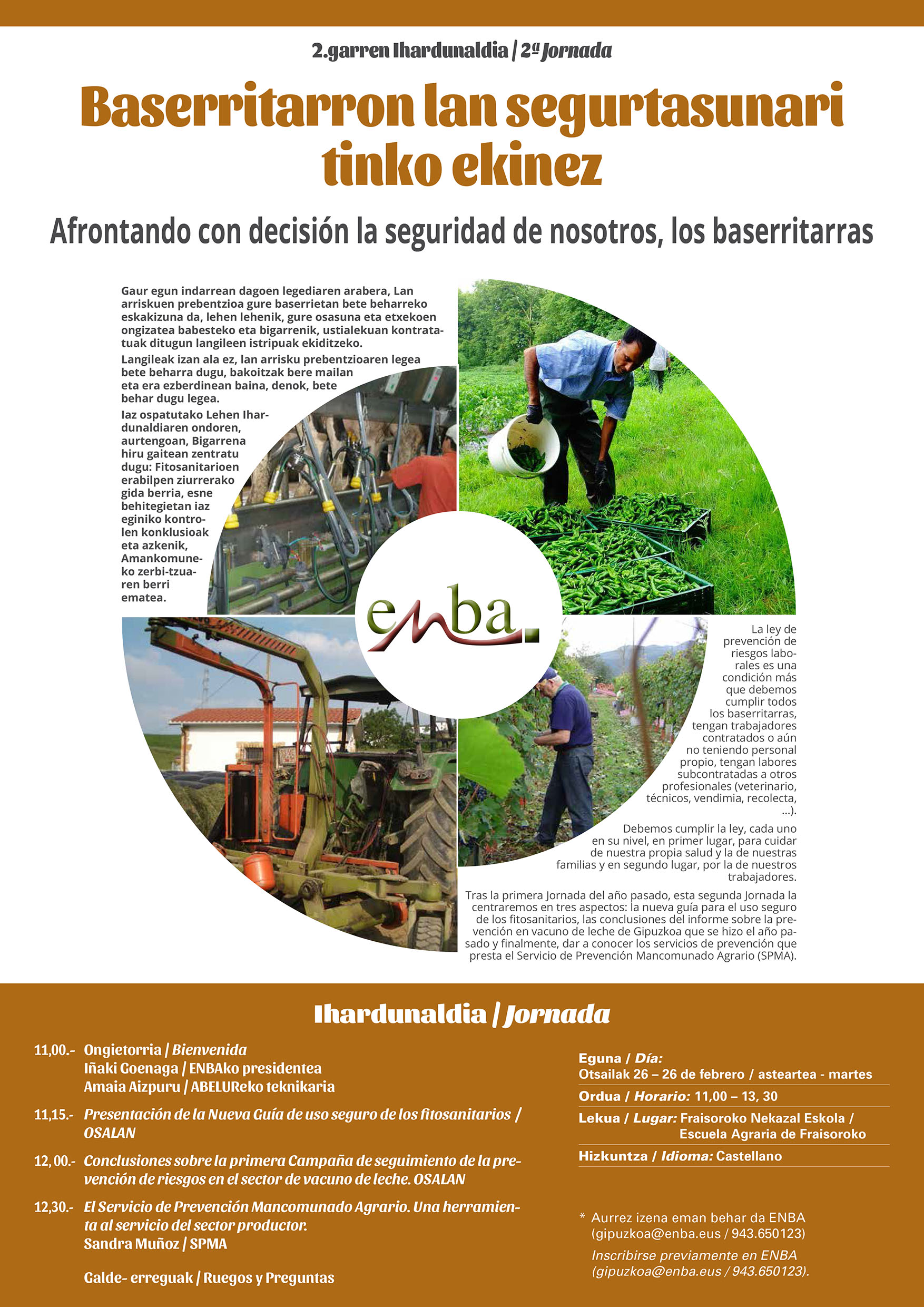 ENBA celebra su segunda Jornada sobre Prevención de Riesgos Laborales el día 26 de Febrero en Fraisoro.